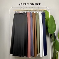 Satin Skirt Labuh Muslimah Kembang Tak Jarang Satin Flare Skirt Plain Women Skirt Maxi Long Skirt Pr