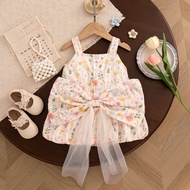 Summer New Baby Girl Floral Dress Sweet Bow Children'S Clothing (9 Months -4 Years Old)