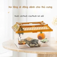 Red fish tank same style mini turtle tank, micro portable turtle tank with lid, small lizard, spider