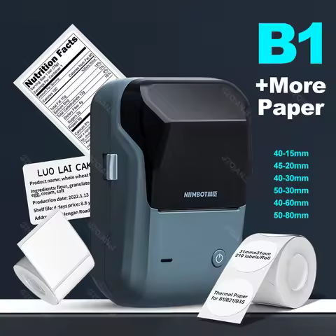 Niimbot B1 Label Printer Portable Handheld Thermal Maker Bluetooth Barcode QR Code Sticker Paper Col