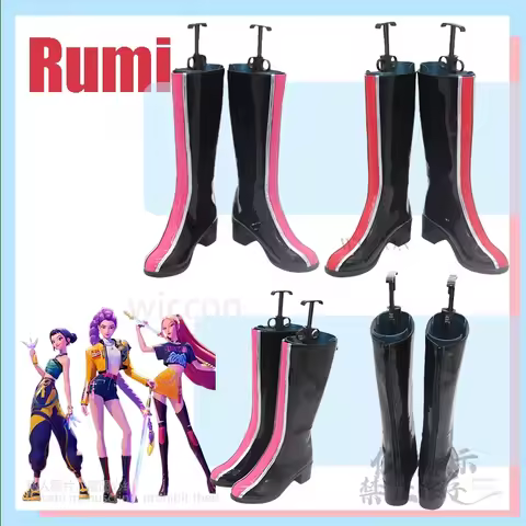【MoeMimic】Rumi Cosplay Costume PU Leather Shoes Boots KPop Demon Hunters Props Roleplay Rumi Shoes W