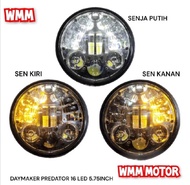 LAMPU DEPAN LED DAYMAKER 57 INC 16 LED IMPOR SUPER TERANG SET BATOK CB 125 SUPER TEBAL PNP GL CB TIG