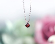 頂級紅石榴石5mm純銀項鍊-一月誕生石