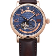 ARIES GOLD AUTOMATIC INSPIRE GAUNTLET VINTAGE ROSE GOLD STAINLESS STEEL G 903 RG-BU BROWN LEATHER STRAP MEN'S WATCH