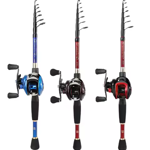 Sougayilang 1.8-2.4m Carbon Fiber Telescopic Fishing Rod and Reel Combo Top Quality Casting Fishing 