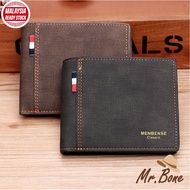 Menbense PU Leather Korea Design Short Fold Wallet Card Holder Pocket Fashion Wallets for Men Dompet