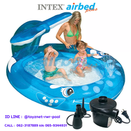Intex ส่งฟรี สระเป่าลม น้ำพุ ปลาวาฬ 2.08x1.63x0.99 ม. รุ่น 57435 + ที่สูบลมไฟฟ้า