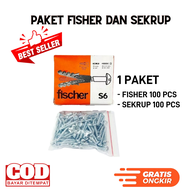 PAKET Sekrup Dan Fisher S6 isi 100 pcs Pisher S6 dan Baut Tembok Visher S6 Skrup Tembok Paling Murah
