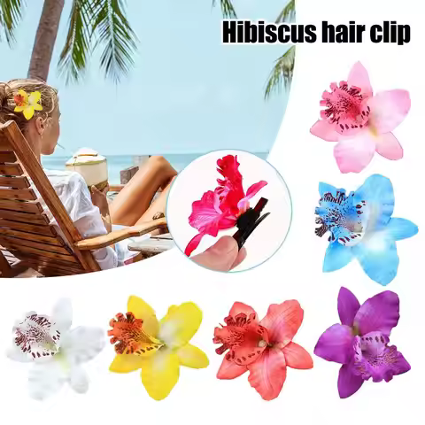 Hawaii Flower Hair Clips For Women Girls Floral Hibiscus Orchid Hairpins For Summer Beach Holiday We