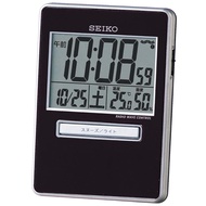 Seiko Clock Alarm Clock Traveller Radio Wave Digital Calendar Temperature Humidity Display Black Metallic SQ699K SEIKO