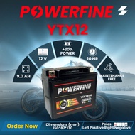 POWERFINE BATTERY YTX12-BS ER6 OLD NEW ZXR750 ZX BLADE 650 VERSYS 650 SHIVER R6 XJ600N ZRX1200 XT600