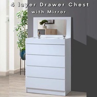 LUXE: Export Quality Joe 4 layer Chest of Drawer / Drawer Chest / Laci Chest Almari with Mirror / Cermin