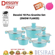 SALE -  [Ready Stock] Dessini 10 Pcs Granite Set (Snow Flakes) New Design Periuk Batu Granit Tahan P