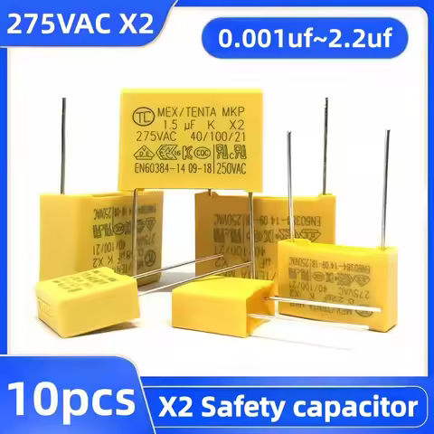 10pcs 275VAC X2 Safety capacitor 275V 10/15/22.5/27.5mm 0.022/0.33UF/0.047/0.1/0.22/0.47/0.68UF/1/1.