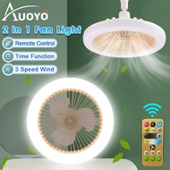 Auoyo 2 in 1 LED Fan Light Ceiling Light with Fans Intelligent Remote Control E27 Spiral Aromatherapy Fan Light  For Bathroom Kitchen Bedroom Night Market Ceiling Fan with Light