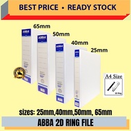 ABBA 2D PVC Ring File (A4) / Fail Kulit Keras /  White File / Fail Putih / 2D File / A4 File / Fail 