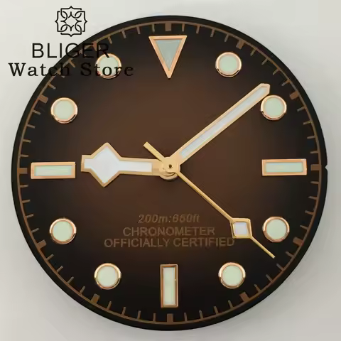 BLIGER 29mm Bronze Dial Rose Gold Index With Hands C3 Luminous Fit NH34 NH35 NH36 ETA 2836 2824 PT50