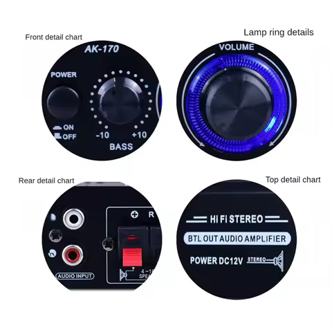 AAAEL-2X Power Amplifier Fm Radio Mini Amplifier 400W Hifi Mini Hifi Audio Power Amplifier Audio Amp