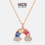 Stone Female Inlaid Colorful Necklace Shape Light Zirconium Colorful Silver Zirconium s925 Clavicle 