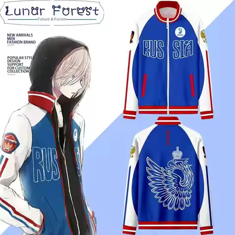 YURI!!! on ICE Yuri Plisetsky 3D Printing Cosplay Baseball Jacket and Coats Long Sleeves Japanese An