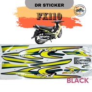 SUZUKI FX110 Stripe Stiker Sticker FX 110 FX (3) BODY COVERSET COVER SET KAVERSET KAVER SET BLACK
