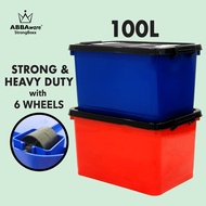 Abbaware Storage Box 100 Litre /Kotak Simpanan dengan roda/Storage Box with wheels/ Bekas Simpanan /Storage container