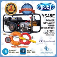 ARJET YS45E Heavy Duty High Pressure Water Power Sprayer Pump Irrigation Spray 7.0hp Petrol (10M Hos