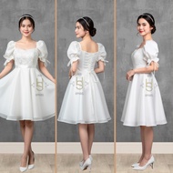 Modern Filipiniana Isabella Lace Midi for Civil wedding, Special events Wedding Dress Bridesmaid Dre