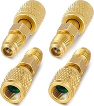 4 Pcs R32 R454B Refrigerant Brass Adapter 1/4" Female to 1/4" Male Thread Adapter Heavy Duty HVAC Qu
