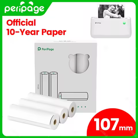 107mm PeriPage A9s / A9s Max Thermal Photo Paper Adhesive Label Sticker BPA-Free Pure White Pocket M