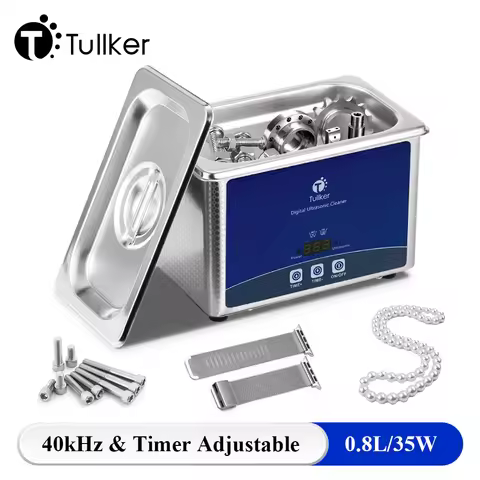Digital Ultrasonic Cleaner Bath 0.8L 35W Stainless Tank Rust Oil Degreaser Fuel Nozzle Jewelry Ring 