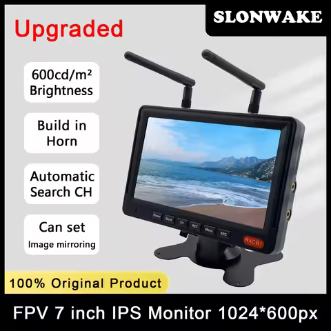 RXCR1 7"inch FPV Monitor 1024*600px 600cd/m² 5.8G 56CH Diversity Receiver LCD Screen build in 3.7V 3