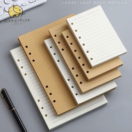 LONNGUVO 80Sheets Notebook Refill Paper, Kraft Paper Horizontal Line/Blank Loose Leaf Paper, Simple 