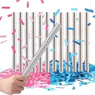 BATTIFE 6Pink+6Blue Gender Reveal Confetti Sticks, Confetti Shoot Poppers, Tissue Paper Flick Flutte