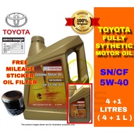 100% ORIGINAL Toyota 4L FREE 1L 5W40 Fully Synthetic SF CN - Engine Oil 4L - Genuine Motor Oil 4Litr