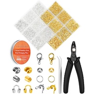 FIVEIZERO 1950 Pcs Crimp Beads Jewelry Making Kit with Organizer Box, Includes Crimp Beads, Cover, T