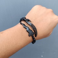 Gelang Akar Bahar Hitam Ukir Kujang VS Keris Gelang Karomah Berwibawa