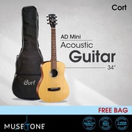 Cort AD Mini 34 Acoustic Guitar (Free Bag) Natural (Travel Size) 3/4 Acoustic Guitar