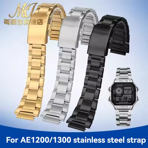 For Casio 3299 Watch AE-1200 AE1200 AE-1200WH AE1300 W-216 W-218 A158 A158W/A168 Stainless Steel Wat
