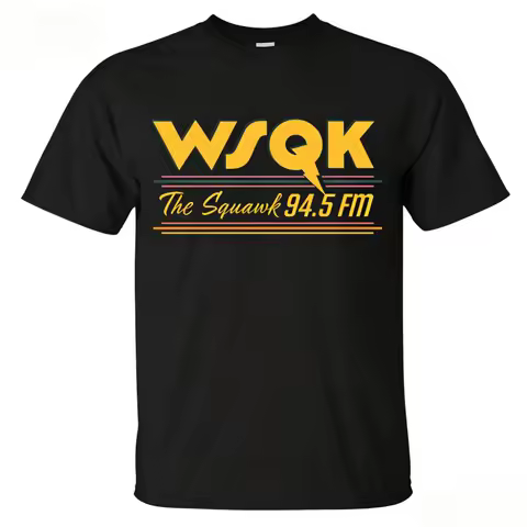 Retro S-shaped - Stranger T-shaped WSQK Sneezing Rock Hawkins T-shirt Sneezing Radio T-shirt, 80s Br