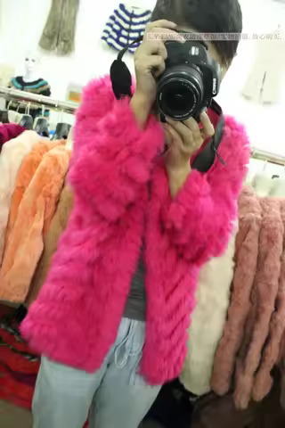 2022 top rabbit fur knitted fur coat sweet all-match cardigan autumn