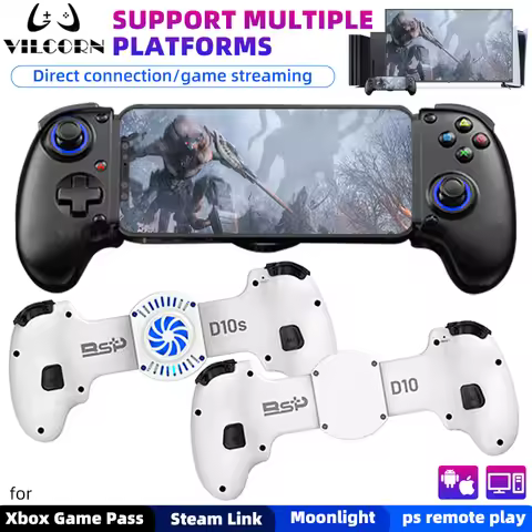 D10/D10S Stretching Cooling Gamepad Bluetooth-compatible 5.2 Joystick For SWITCH/Android/lOS/PC/PS3/