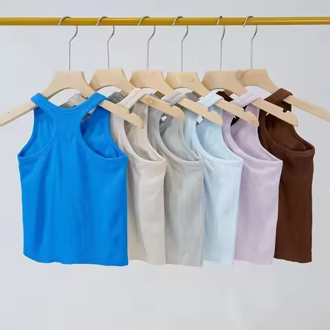 Ebb to Street Female Camisole Women Yoga Fitness Crop Top Ribbed Cropped Racerback Summer Breathable