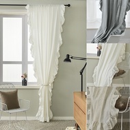 Nordic INS Folds Ruffled Semi Sheer Curtains Cotton Linen Luxury Window Curtain Home Decorative Rod Pocket [ Accept Custom ]