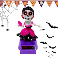 Car Skeleton Decor Skull Gothic Car Decor Solar-Powered Shaking Head Doll Car Decoration fitnesmy