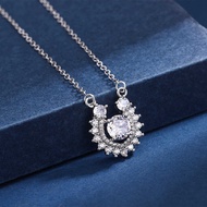 2 Carat Imitation Moissanite Necklace for Women Plated PT950 White Gold Clavicle Chain Eight Hearts