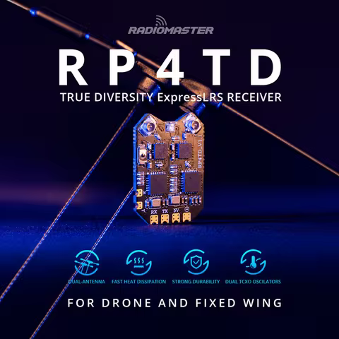 RadioMaster RP4TD ExpressLRS 2.4GHz Diversity Receiver with Dual Antenna for FPV RC Fixed Wing Airpl