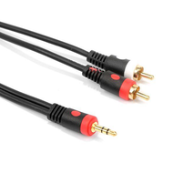 【1.5M/3M/5M/10M 】3.5มม.ถึง2สายสัญญาณเสียง RCA สำหรับโทรศัพท์หูฟังลำโพงสีดำ3.5มม.แจ็คสเตอริโอ2 RCA ชาย Aux สายเคเบิ้ล Audio