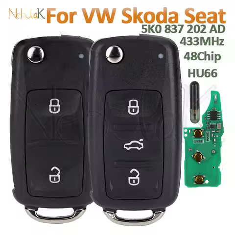 5K0 837 202 AD Remote Car Flip Key Fob For Volkswagen Skoda Seat VW Polo Sedan Passat Tiguan Golf 6 