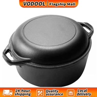 2 in 1 Cast Iron Dutch Oven with Dual Handles Dutch Oven Pot for Bread Baking